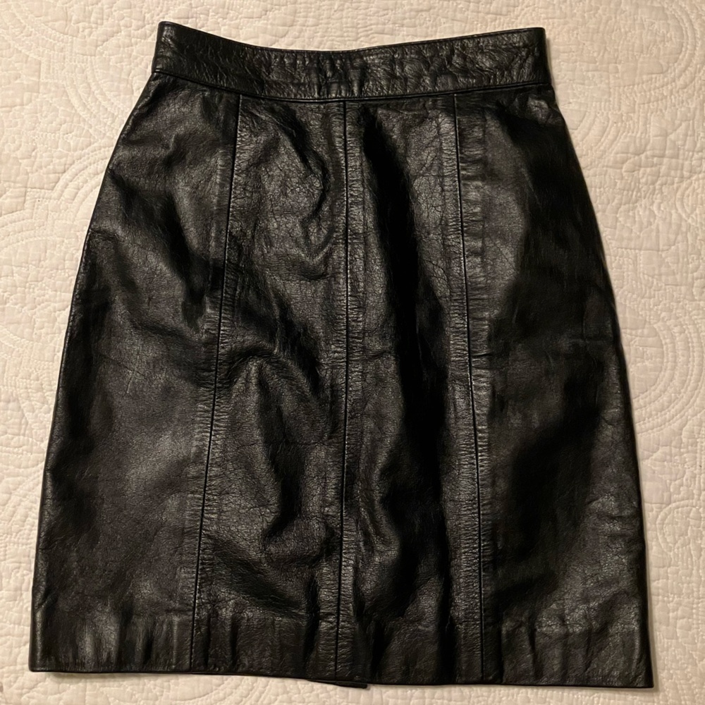Vintage Black Leather Mini Skirt